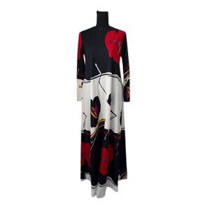VINTAGE 70s LEO NARDUCCI Floral Boho Long Dress S/M
